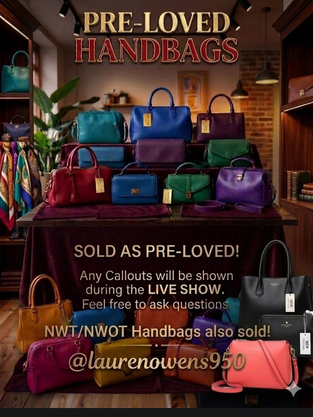 Assorted Women's Leather Handbag - Blue, Green, Purple, Red